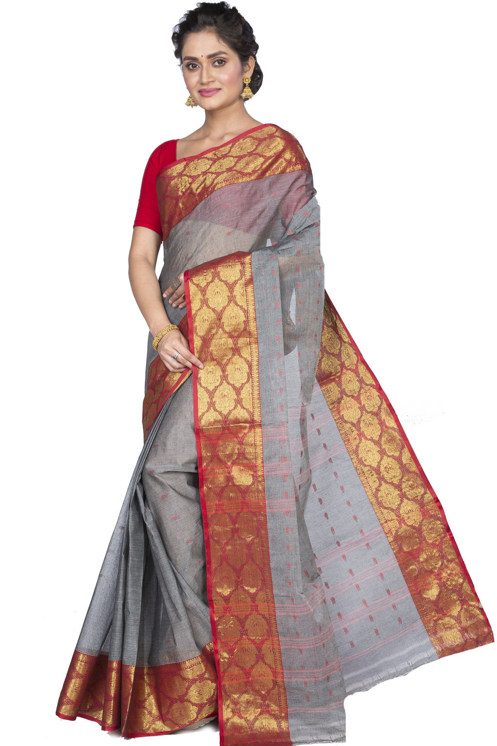 Grey Pure Cotton Asmani Tant Saree (182)